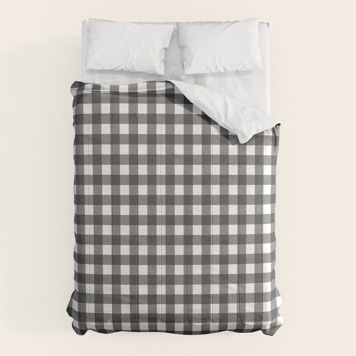 Gingham Check Pattern in Black and White (Charcoal) Comforter Gallery Image 6