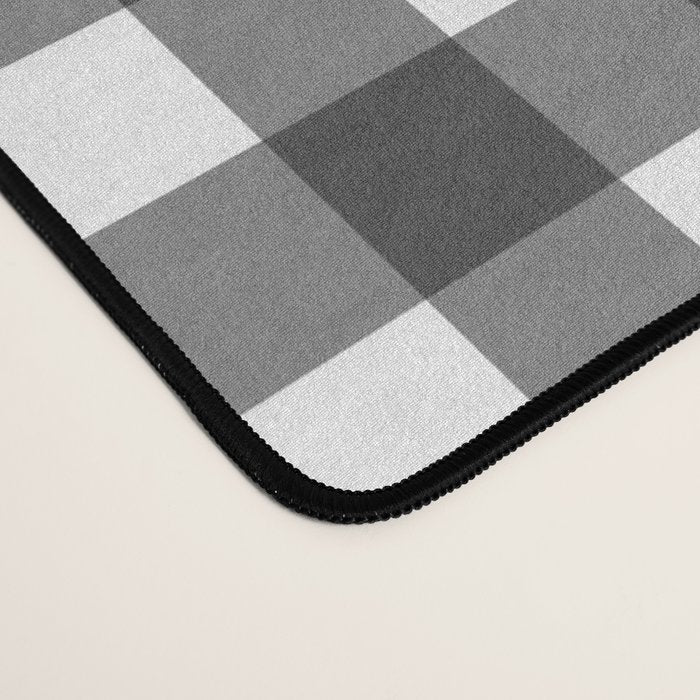Gingham Check Pattern in Black and White (Charcoal) Desk Mat Gallery Image 4