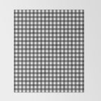 Gingham Check Pattern in Black and White (Charcoal) Throw Blanket Gallery Image 2