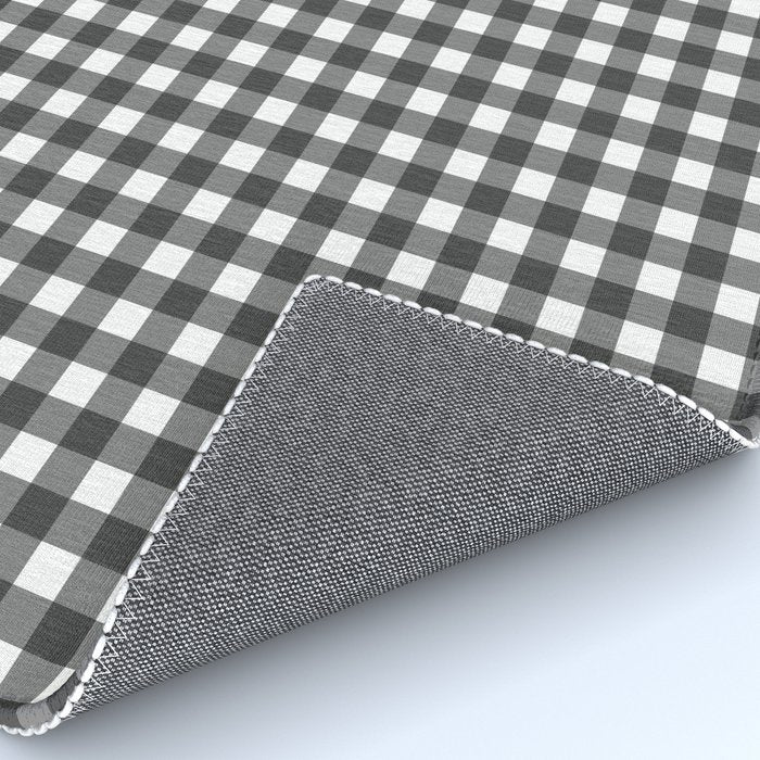 Gingham Check Pattern in Black and White (Charcoal) Rug Gallery Image 4