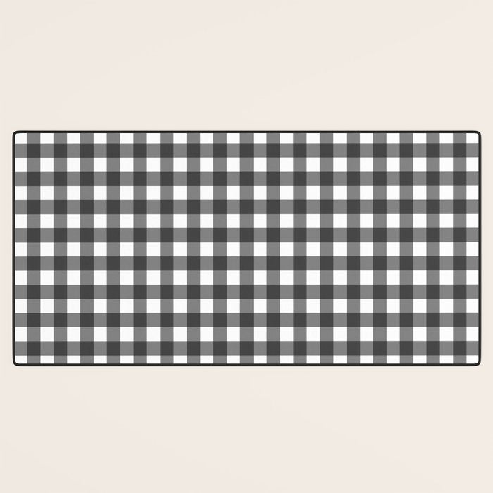 Gingham Check Pattern in Black and White (Charcoal) Desk Mat Gallery Image 3