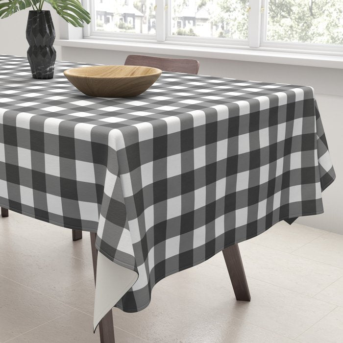 Gingham Check Pattern in Black and White (Charcoal) Tablecloth Gallery Image 3