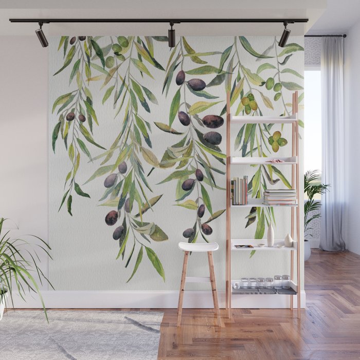 Olive Branch Watercolor  Wall Mural Gallery Image 1