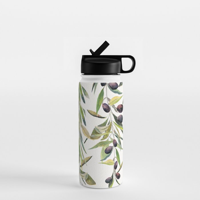 Olive Branch Watercolor  Water Bottle Gallery Image 1