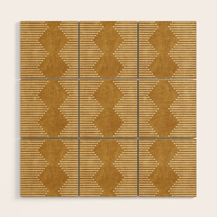 mudcloth diamonds - mustard Wood Wall Art Gallery Image 1