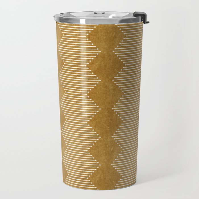 mudcloth diamonds - mustard Travel Mug Gallery Image 2