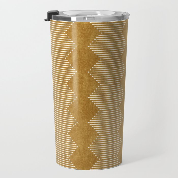 mudcloth diamonds - mustard Travel Mug Gallery Image 3