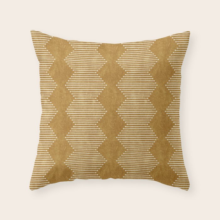 mudcloth diamonds - mustard Throw Pillow Gallery Image 6