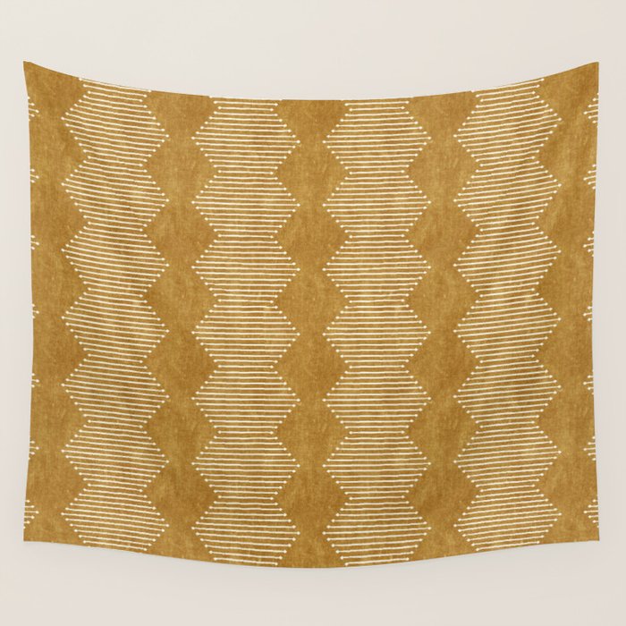 mudcloth diamonds - mustard Wall Tapestry Gallery Image 4
