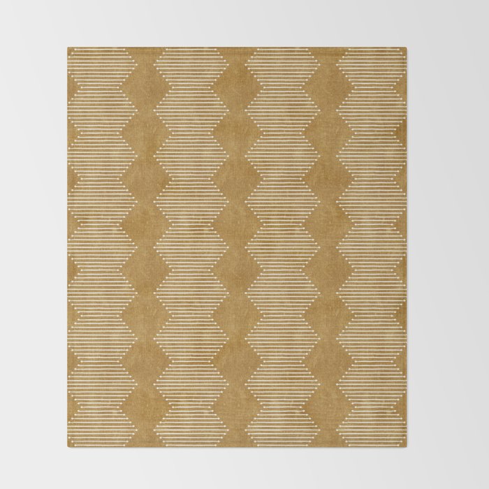 mudcloth diamonds - mustard Throw Blanket Gallery Image 2