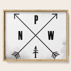 PNW Pacific Northwest Compass - Black and White Forest Serving Tray Gallery Image 1