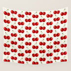 Y2K Cherries - Creme Pattern Large Wall Tapestry Gallery Image 4