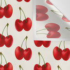 Y2K Cherries - Creme Pattern Large Wall Tapestry Gallery Image 3