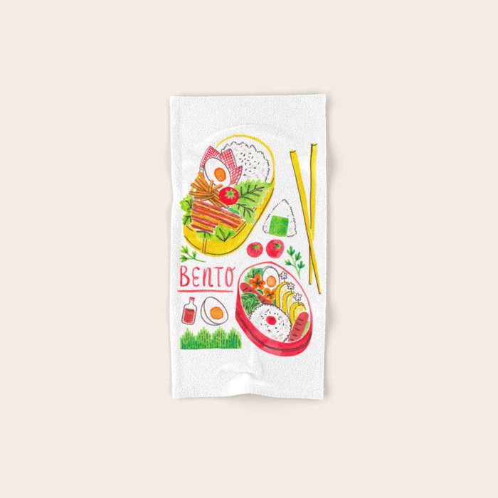 Japanese Bento Rice Lunch Box with Chopsticks & Onigiri Bath Towel Gallery Image 1