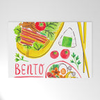 Japanese Bento Rice Lunch Box with Chopsticks & Onigiri Welcome Mat Gallery Image 1