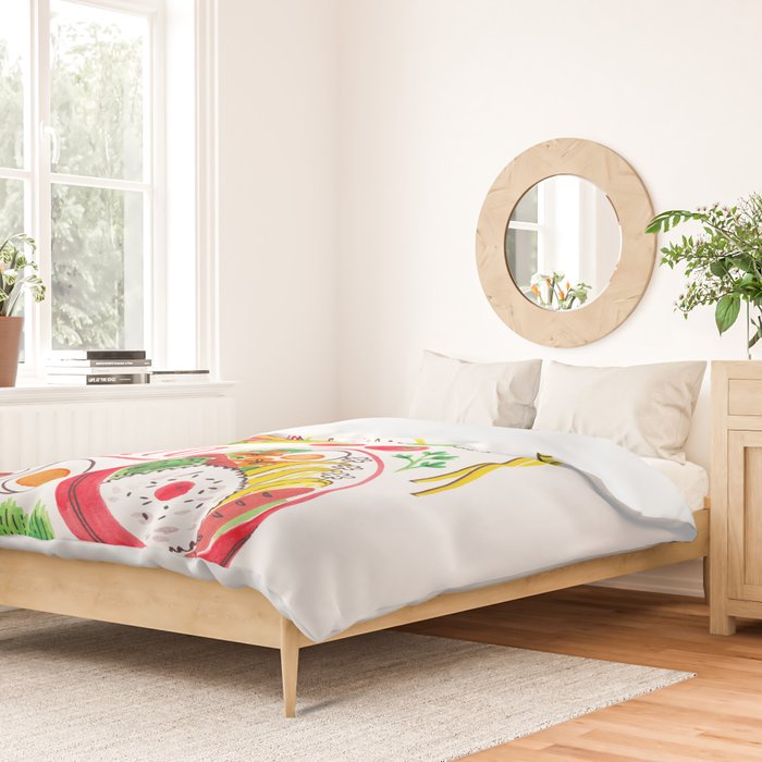 Japanese Bento Rice Lunch Box with Chopsticks & Onigiri Duvet Cover Gallery Image 2