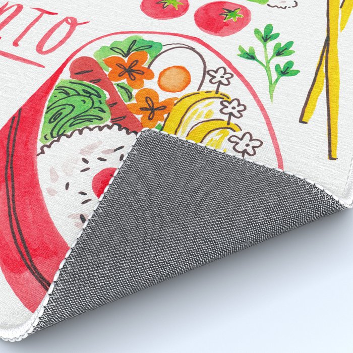 Japanese Bento Rice Lunch Box with Chopsticks & Onigiri Rug Gallery Image 4