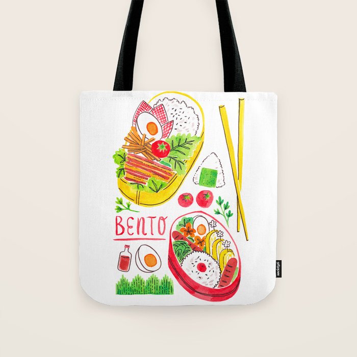 Japanese Bento Rice Lunch Box with Chopsticks & Onigiri Tote Bag Gallery Image 1