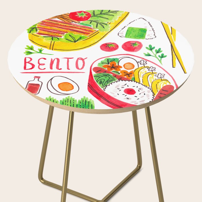 Japanese Bento Rice Lunch Box with Chopsticks & Onigiri Side Table Gallery Image 2