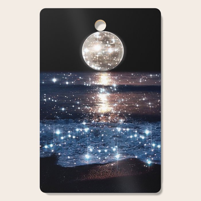 SUNSET | magical | stars | moon | night | waves | moon | sky | beach | ocean | sea | blue | bling  Cutting Board Gallery Image 1