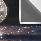 SUNSET | magical | stars | moon | night | waves | moon | sky | beach | ocean | sea | blue | bling  Wall Tapestry Gallery Image 3