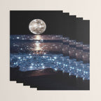 SUNSET | magical | stars | moon | night | waves | moon | sky | beach | ocean | sea | blue | bling  Wrapping Paper Gallery Image 3