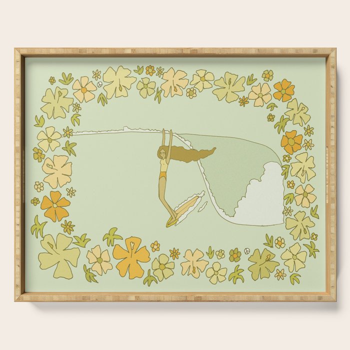 Rell Sunn heart of the sea 70s // retro surf art by surfy birdy Serving Tray Gallery Image 1
