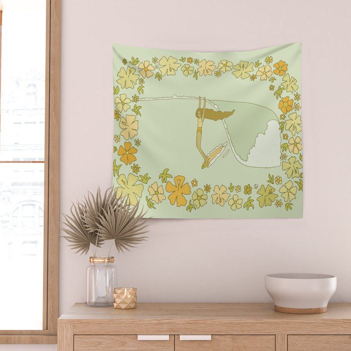 Rell Sunn heart of the sea 70s // retro surf art by surfy birdy Wall Tapestry Gallery Image 2