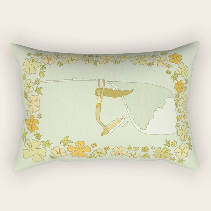 Rell Sunn heart of the sea 70s // retro surf art by surfy birdy Rectangular Pillow Gallery Image 1