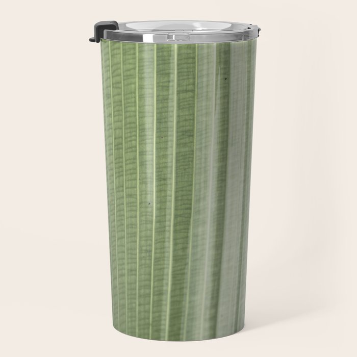 Botanical green abstract tropical leaf art print - mindful nature and travel photography Travel Mug Gallery Image 3