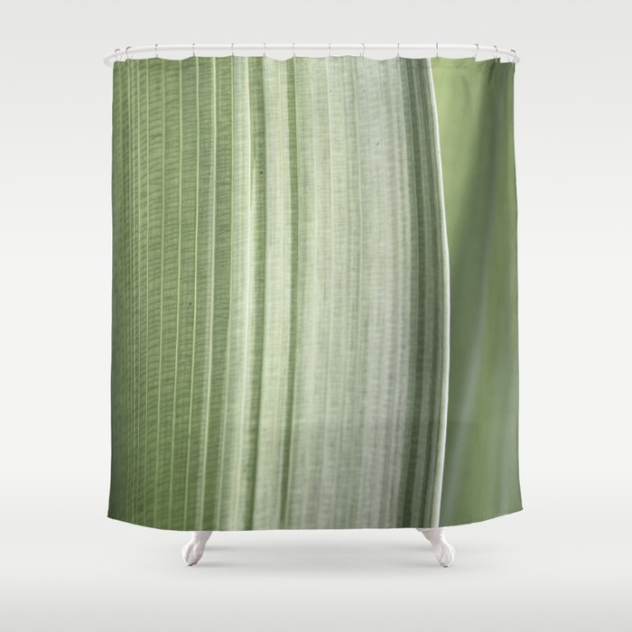Botanical green abstract tropical leaf art print - mindful nature and travel photography Shower Curtain Gallery Image 1