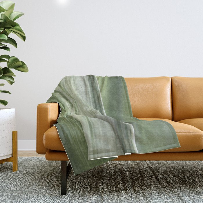 Botanical green abstract tropical leaf art print - mindful nature and travel photography Throw Blanket Gallery Image 1