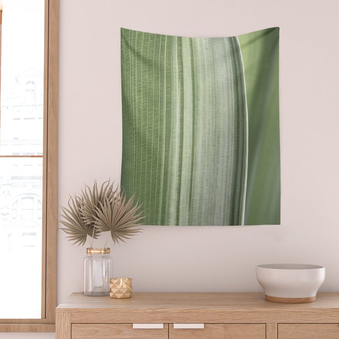 Botanical green abstract tropical leaf art print - mindful nature and travel photography Wall Tapestry Gallery Image 2