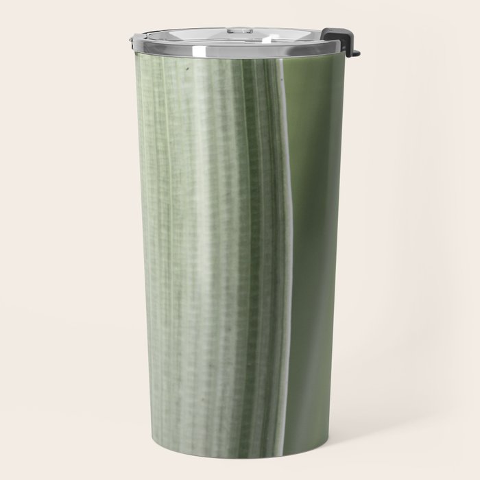 Botanical green abstract tropical leaf art print - mindful nature and travel photography Travel Mug Gallery Image 2