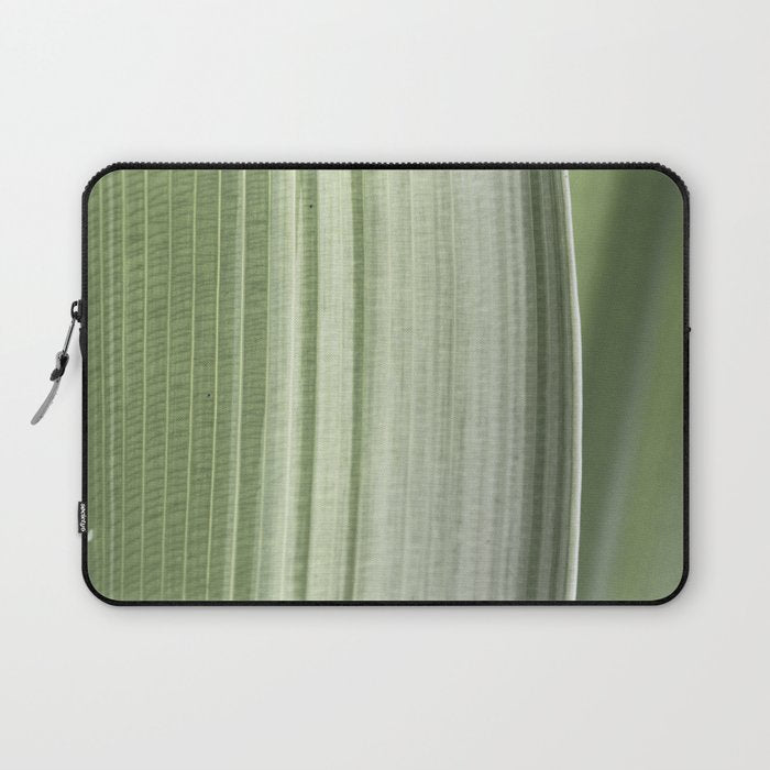 Botanical green abstract tropical leaf art print - mindful nature and travel photography Laptop Sleeve Gallery Image 1