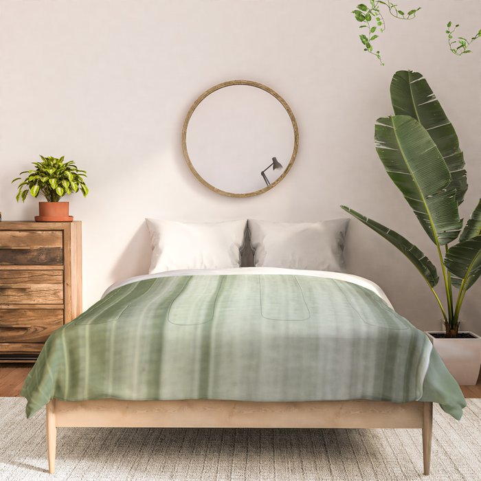 Botanical green abstract tropical leaf art print - mindful nature and travel photography Comforter Gallery Image 3