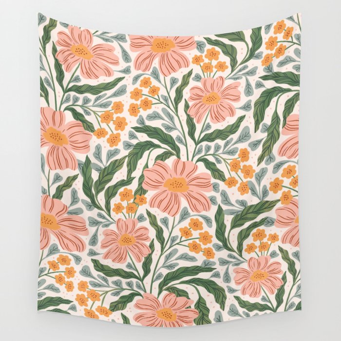 Mila I - boho nature inspired illustration Wall Tapestry