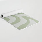 Retro Liquid Swirl Abstract Pattern in Sage Green Yoga Mat Gallery Image 2