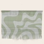 Retro Liquid Swirl Abstract Pattern in Sage Green Wall Hanging Gallery Image 1