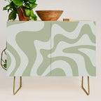 Retro Liquid Swirl Abstract Pattern in Sage Green Credenza Gallery Image 1