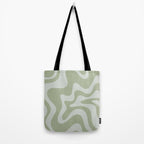 Retro Liquid Swirl Abstract Pattern in Sage Green Tote Bag Gallery Image 2
