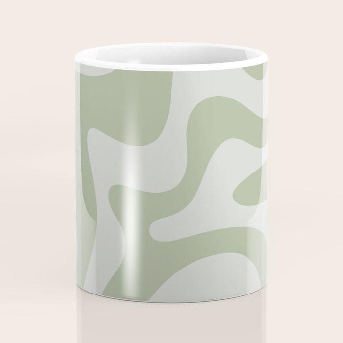Retro Liquid Swirl Abstract Pattern in Sage Green Coffee Mug Gallery Image 4
