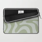 Retro Liquid Swirl Abstract Pattern in Sage Green Laptop Sleeve Gallery Image 2