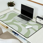 Retro Liquid Swirl Abstract Pattern in Sage Green Desk Mat Gallery Image 2