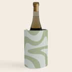 Retro Liquid Swirl Abstract Pattern in Sage Green Wine Chiller Gallery Image 3
