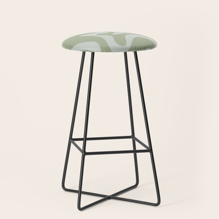 Retro Liquid Swirl Abstract Pattern in Sage Green Stool Gallery Image 1