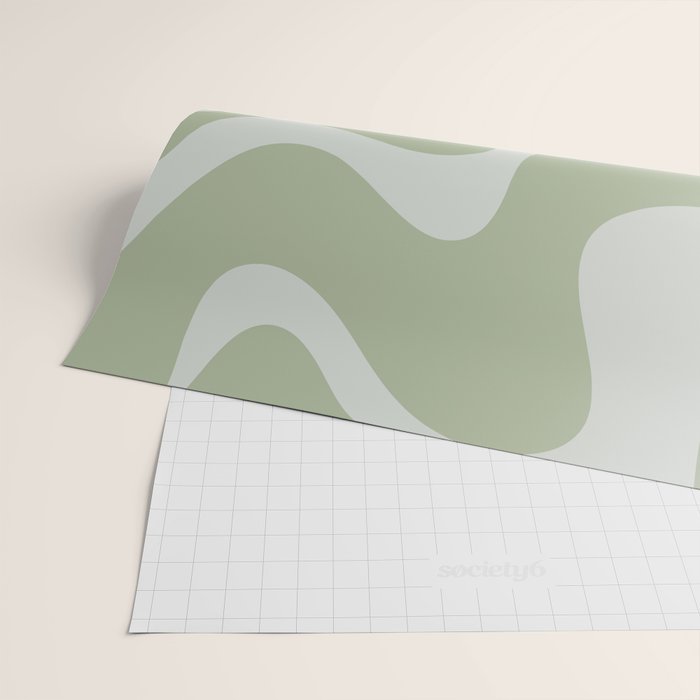 Retro Liquid Swirl Abstract Pattern in Sage Green Wrapping Paper Gallery Image 2