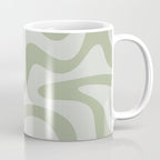 Retro Liquid Swirl Abstract Pattern in Sage Green Coffee Mug Gallery Image 1