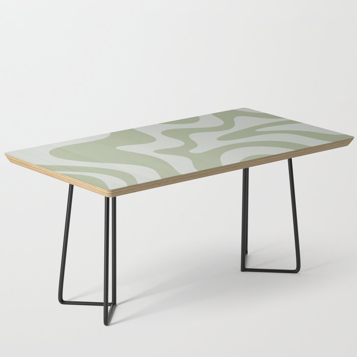 Retro Liquid Swirl Abstract Pattern in Sage Green Coffee Table Gallery Image 1