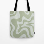 Retro Liquid Swirl Abstract Pattern in Sage Green Tote Bag Gallery Image 1